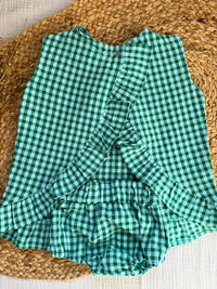 Vestido con braguita de cuadro vichy verde Petunia