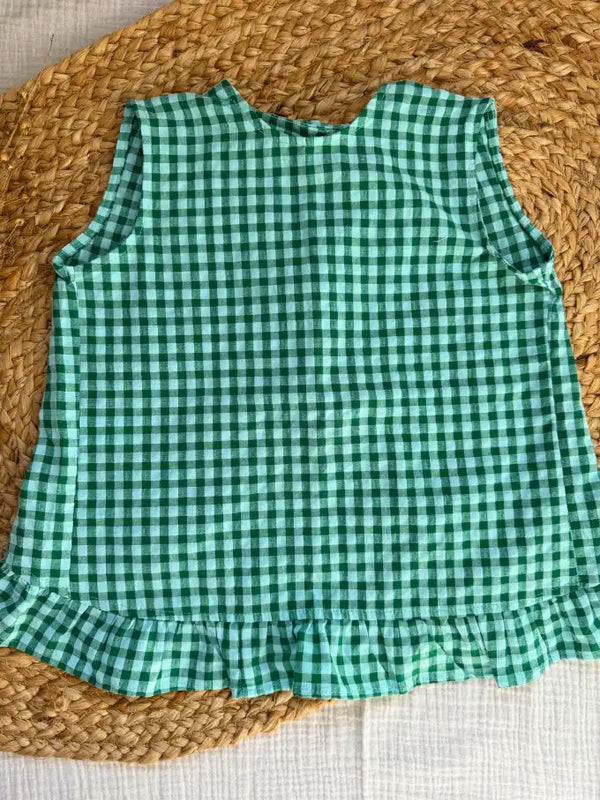 Vestido con braguita de cuadro vichy verde Petunia