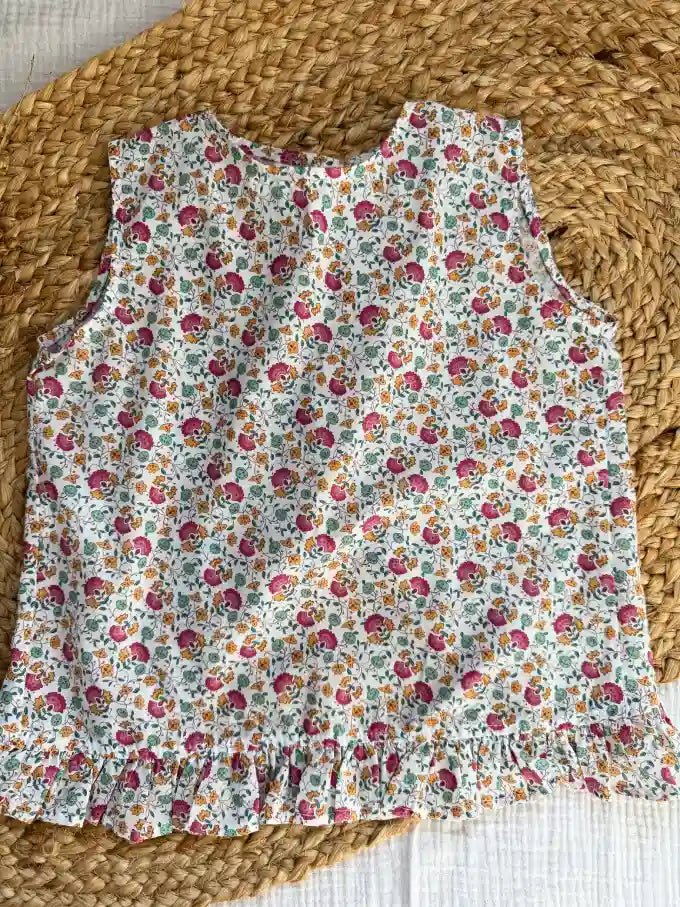 Vestido con braguita de flores fucsia y verde agua Orquídea