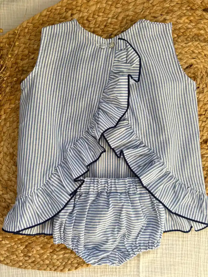 Vestido con braguita de rayas azul Nenúfar