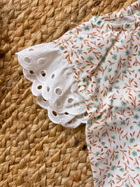 Vestido de flores verde agua y mostaza Eucalipto