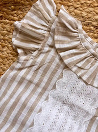 Vestido de rayas beige Espiga