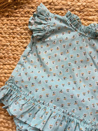 Vestido verde agua con flores Iris