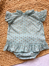 Vestido verde agua con flores Iris