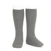Calcetines altos básicos canalé Cóndor (Gris Claro)
